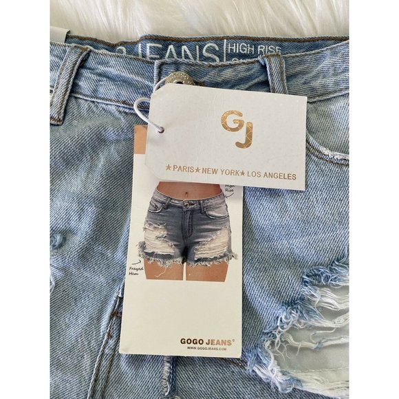 Gogo Jeans High Rise Distressed Destroyed Frayed Hem Shorts Sz 11/30‎ New w Tags - Picture 10 of 12